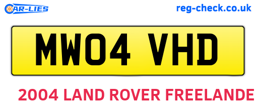 MW04VHD are the vehicle registration plates.