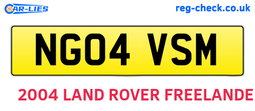 NG04VSM are the vehicle registration plates.