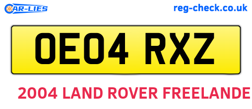 OE04RXZ are the vehicle registration plates.