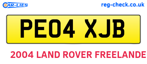 PE04XJB are the vehicle registration plates.