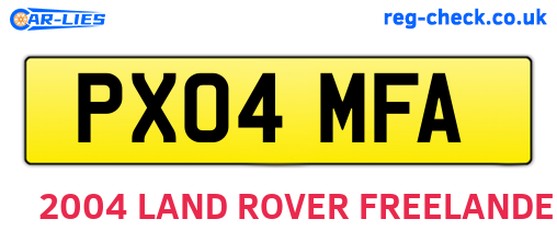 PX04MFA are the vehicle registration plates.
