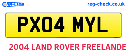PX04MYL are the vehicle registration plates.
