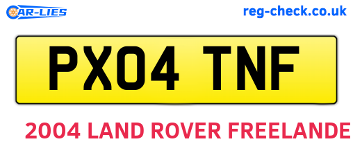 PX04TNF are the vehicle registration plates.