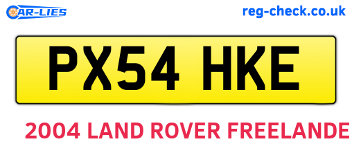 PX54HKE are the vehicle registration plates.