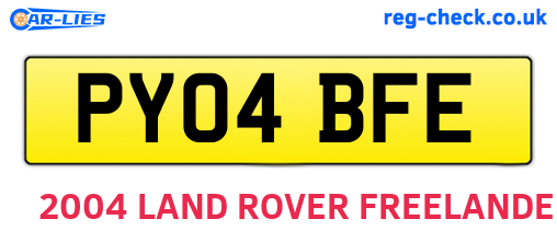 PY04BFE are the vehicle registration plates.
