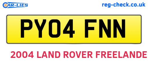 PY04FNN are the vehicle registration plates.