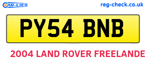 PY54BNB are the vehicle registration plates.