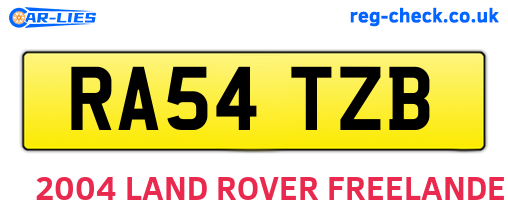 RA54TZB are the vehicle registration plates.