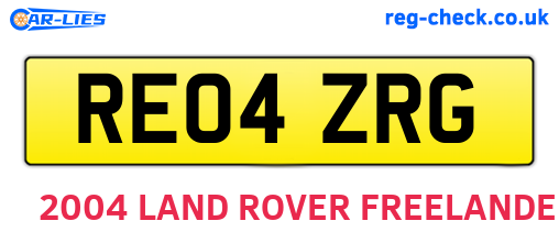 RE04ZRG are the vehicle registration plates.