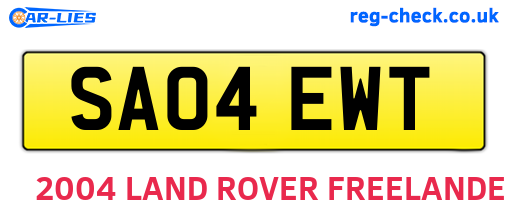 SA04EWT are the vehicle registration plates.