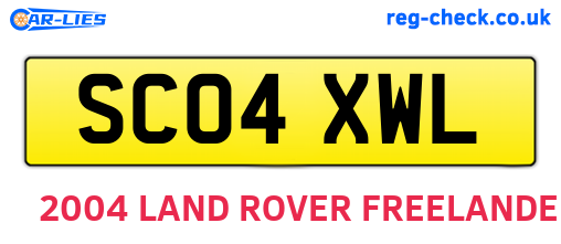 SC04XWL are the vehicle registration plates.
