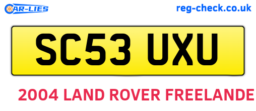 SC53UXU are the vehicle registration plates.