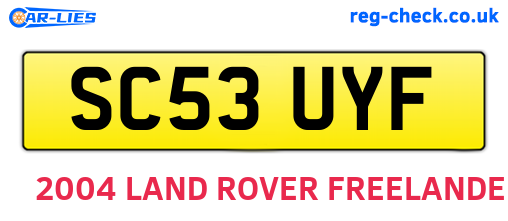 SC53UYF are the vehicle registration plates.