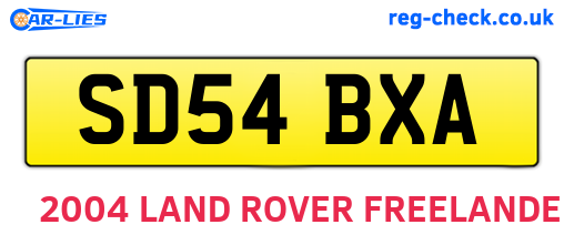 SD54BXA are the vehicle registration plates.