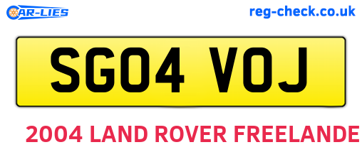 SG04VOJ are the vehicle registration plates.