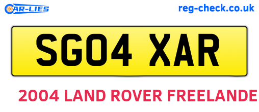 SG04XAR are the vehicle registration plates.