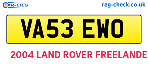 VA53EWO are the vehicle registration plates.