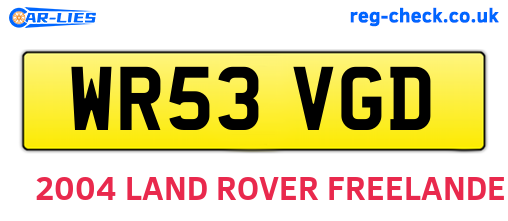 WR53VGD are the vehicle registration plates.