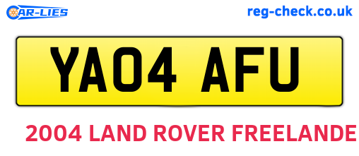 YA04AFU are the vehicle registration plates.