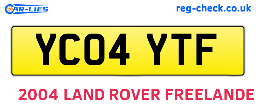 YC04YTF are the vehicle registration plates.