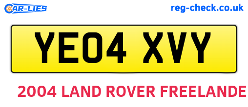 YE04XVY are the vehicle registration plates.