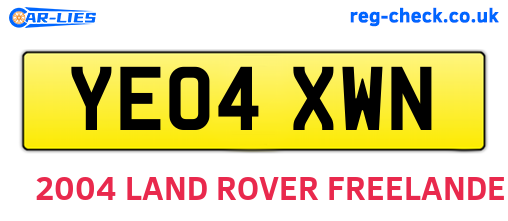 YE04XWN are the vehicle registration plates.