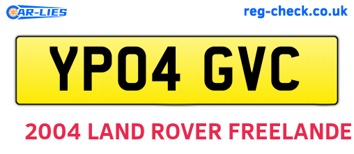 YP04GVC are the vehicle registration plates.