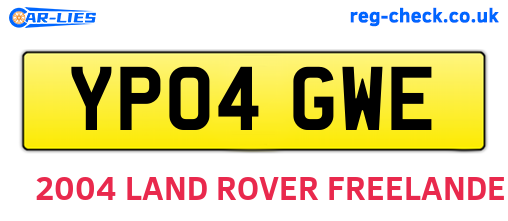 YP04GWE are the vehicle registration plates.