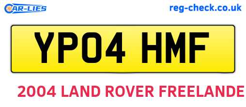 YP04HMF are the vehicle registration plates.