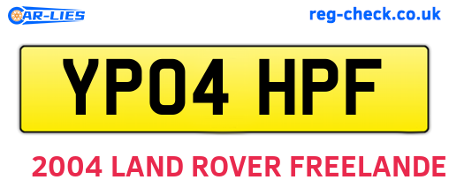 YP04HPF are the vehicle registration plates.