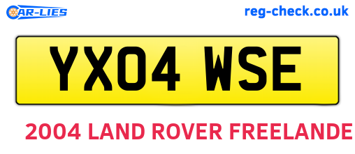 YX04WSE are the vehicle registration plates.