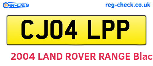 CJ04LPP are the vehicle registration plates.