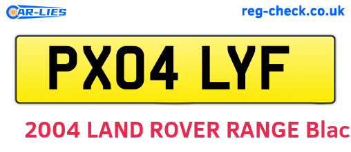 PX04LYF are the vehicle registration plates.