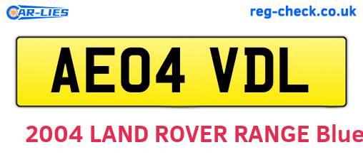AE04VDL are the vehicle registration plates.