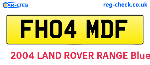 FH04MDF are the vehicle registration plates.