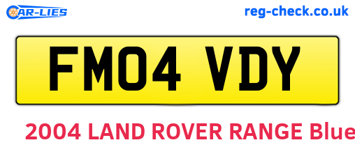 FM04VDY are the vehicle registration plates.