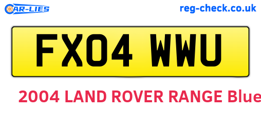 FX04WWU are the vehicle registration plates.