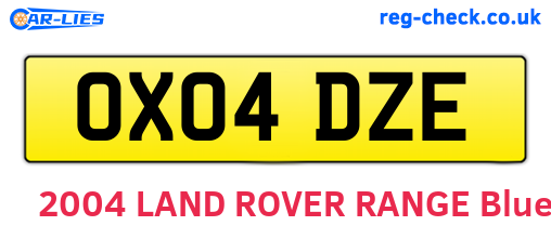 OX04DZE are the vehicle registration plates.