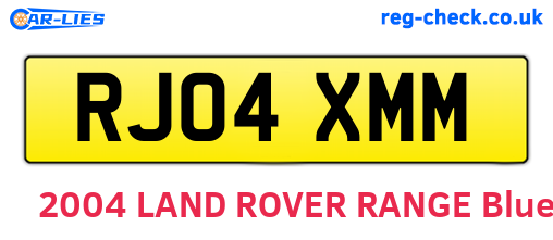 RJ04XMM are the vehicle registration plates.