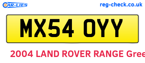 MX54OYY are the vehicle registration plates.