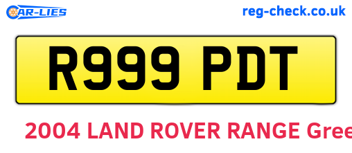 R999PDT are the vehicle registration plates.