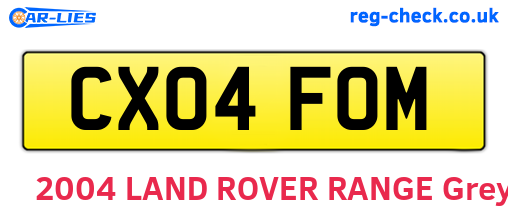 CX04FOM are the vehicle registration plates.