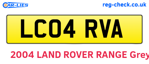 LC04RVA are the vehicle registration plates.
