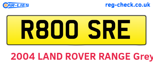 R800SRE are the vehicle registration plates.