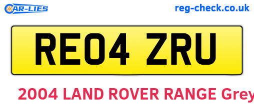 RE04ZRU are the vehicle registration plates.