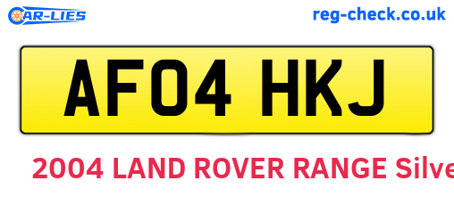 AF04HKJ are the vehicle registration plates.