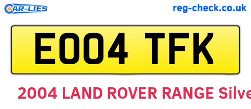 EO04TFK are the vehicle registration plates.