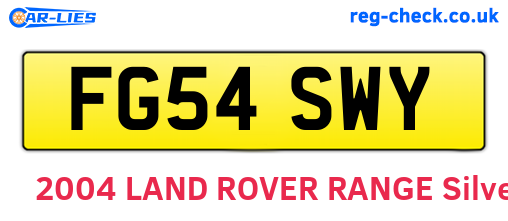 FG54SWY are the vehicle registration plates.