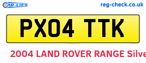 PX04TTK are the vehicle registration plates.