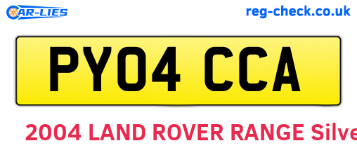 PY04CCA are the vehicle registration plates.